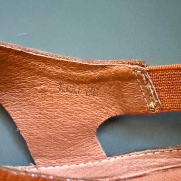 European Orange Cutout Leather Sandals - Picture 3 of 3